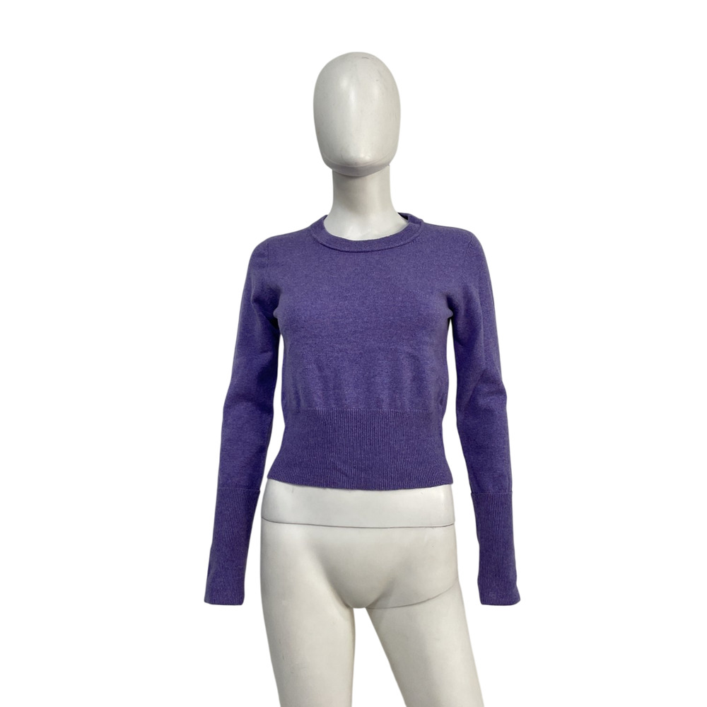Autumn Cashmere Luxurious Hyacinth Cropped Crewneck Sweater Size S - Picture 2 of 4